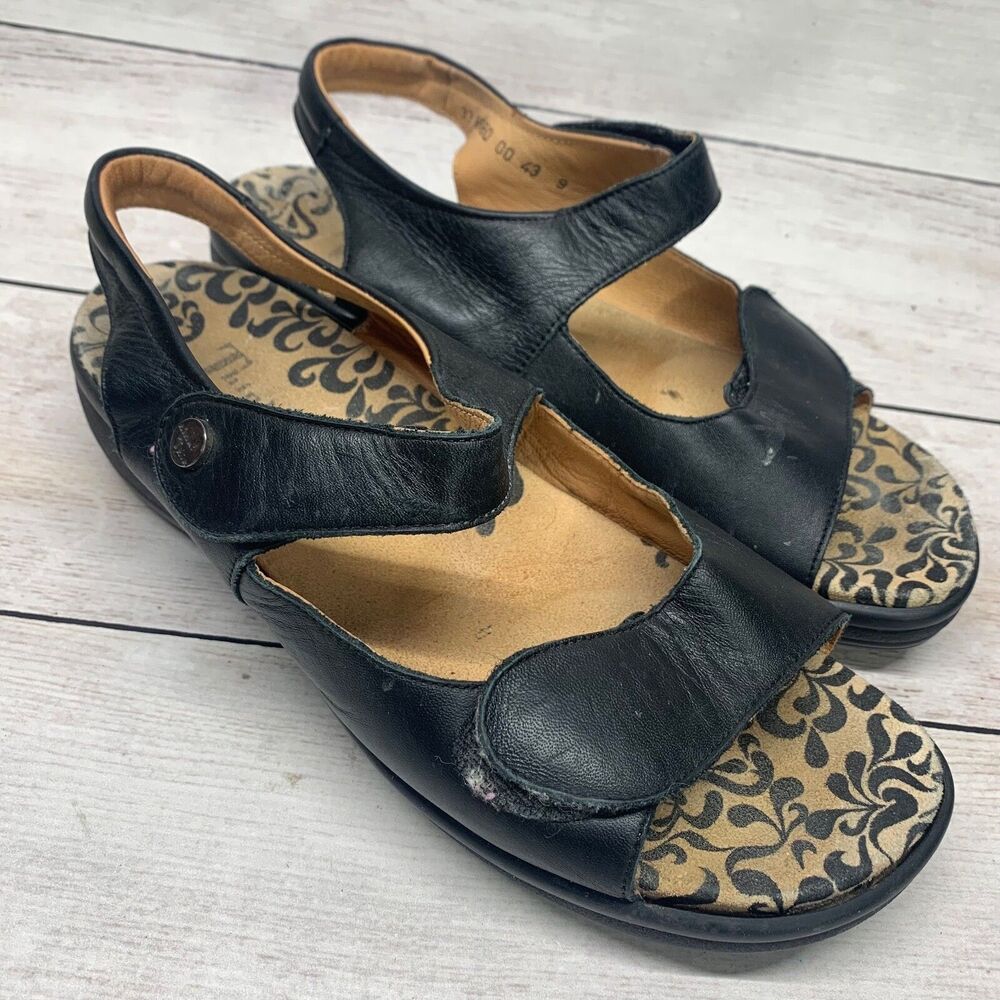 Think! Women's Black Leather Slingback Sandals Size 11‎ EU 43